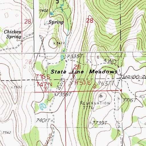 Topographic Map of State Line Meadows, ID