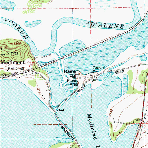 Topographic Map of Rainy Hill, ID