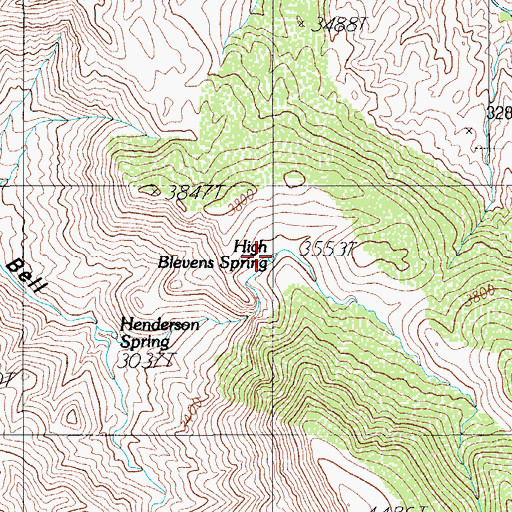 Topographic Map of High Blevens Spring, AZ