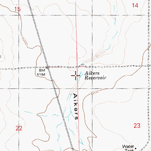 Topographic Map of Aikers Reservoir, ID
