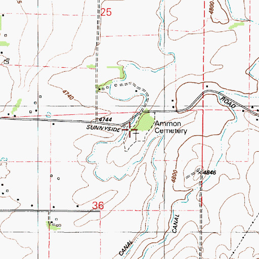 Topographic Map of Ammon Cemetery, ID