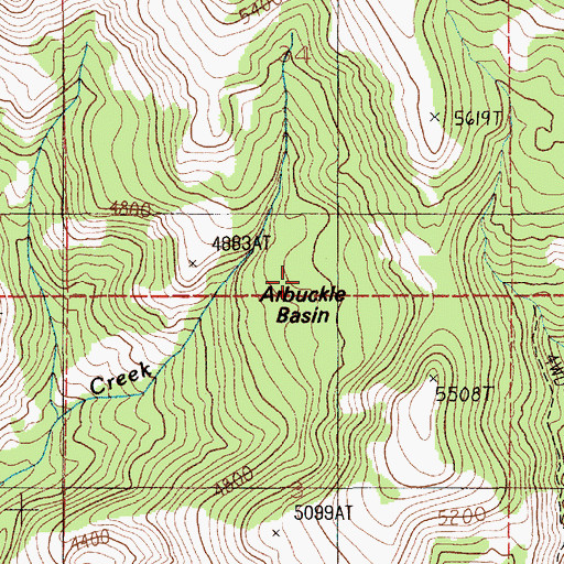 Topographic Map of Arbuckle Basin, ID