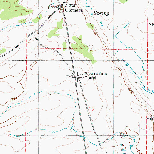 Topographic Map of Association Corral, ID