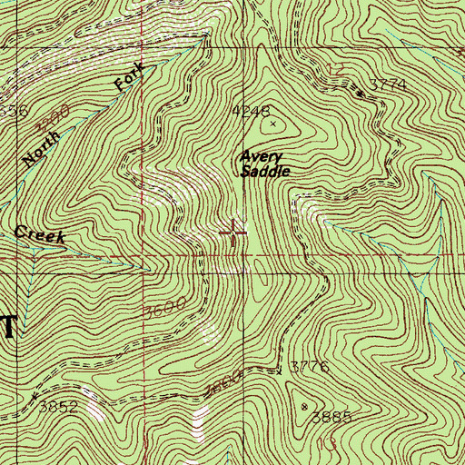 Topographic Map of Avery Saddle, ID