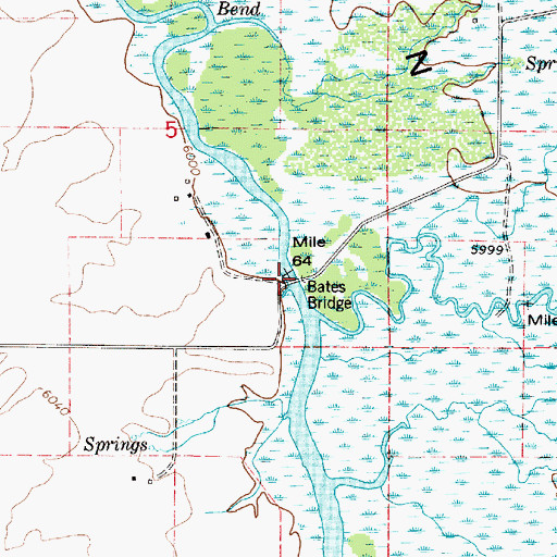 Topographic Map of Bates Bridge, ID