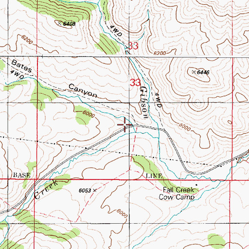 Topographic Map of Bates Canyon, ID