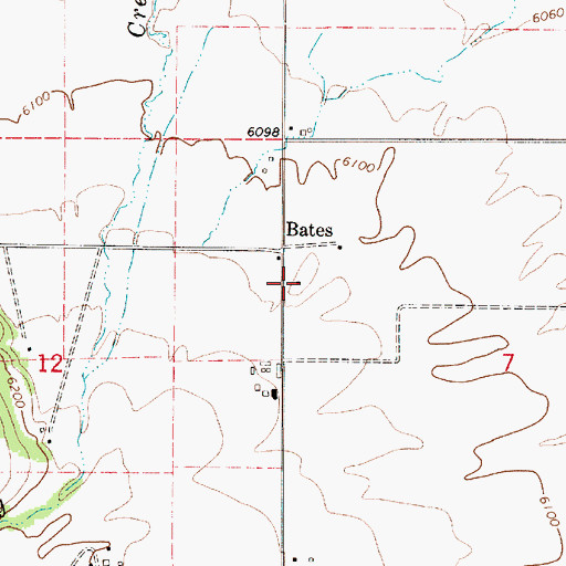 Topographic Map of Bates School, ID