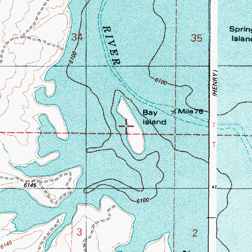 Topographic Map of Bay Island, ID