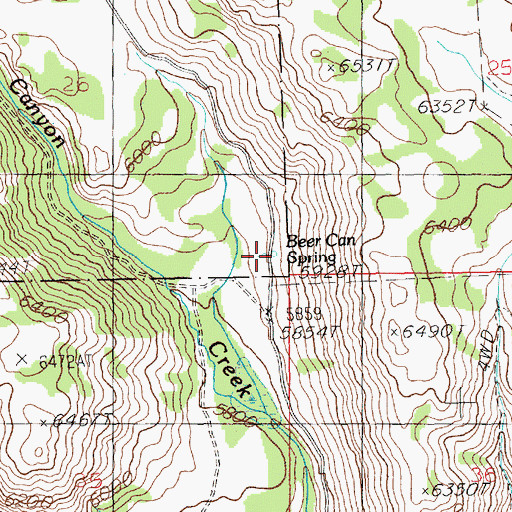 Topographic Map of Beer Can Spring, ID