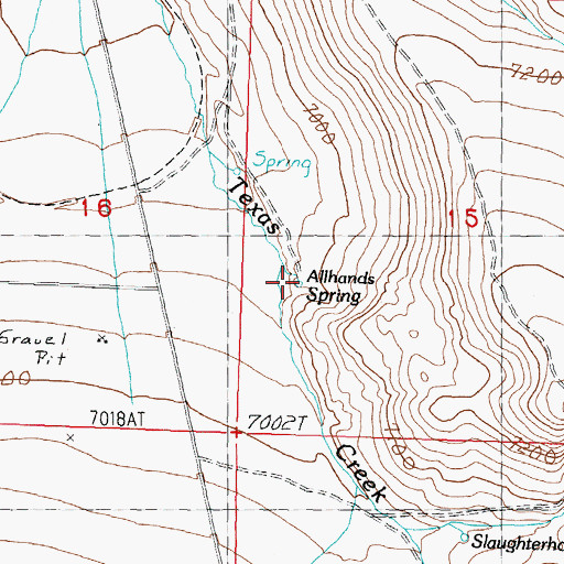 Topographic Map of Allhands Spring, ID