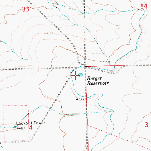 Topographic Map of Berger Reservoir, ID