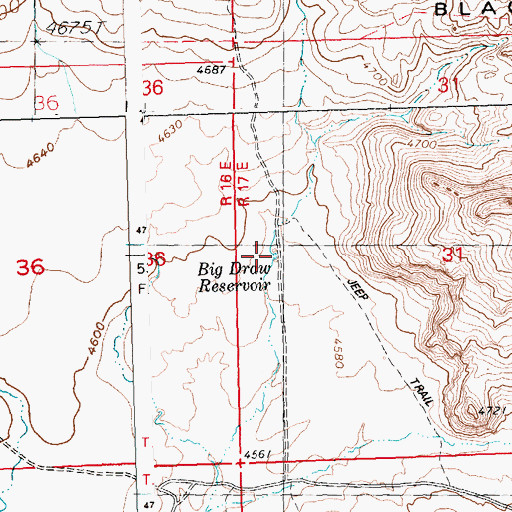 Topographic Map of Big Draw Reservoir, ID