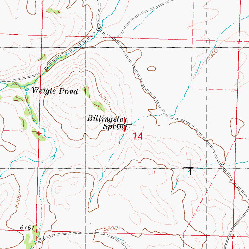 Topographic Map of Billingsley Spring, ID
