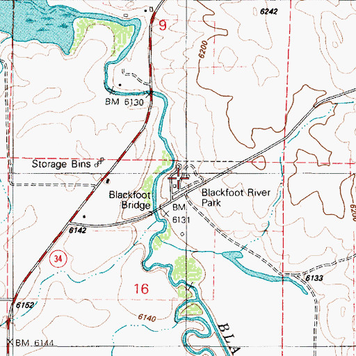 Topographic Map of Blackfoot River Park, ID