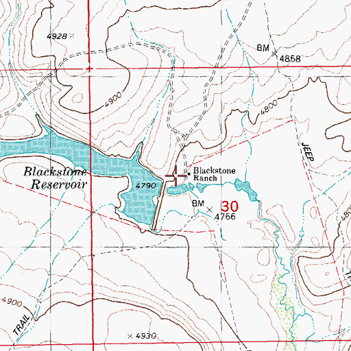 Topographic Map of Blackstone Ranch, ID