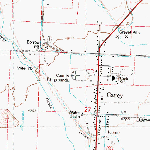 Topographic Map of Blaine County Fairgrounds, ID