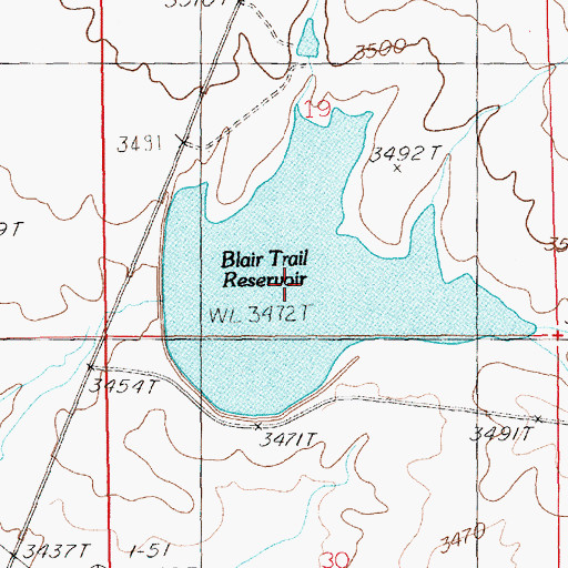 Topographic Map of Blair Trail Reservoir, ID