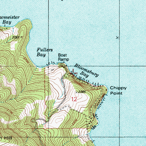 Topographic Map of Bloomsburg Bay, ID