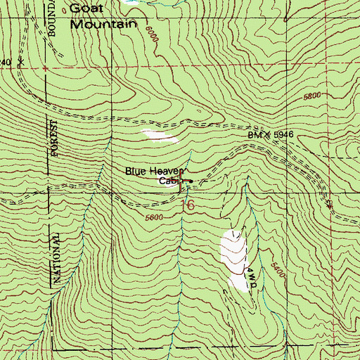 Topographic Map of Blue Heaven Cabin, ID