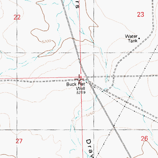 Topographic Map of Buck Flat Well, ID