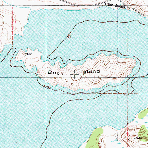 Topographic Map of Buck Island, ID