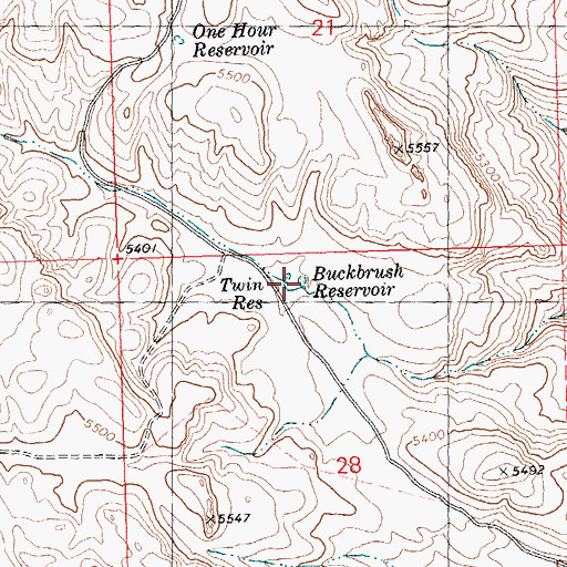 Topographic Map of Buckbrush Reservoir, ID