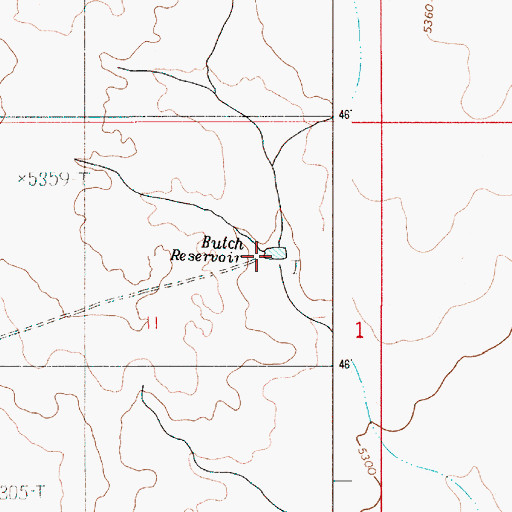 Topographic Map of Butch Reservoir, ID