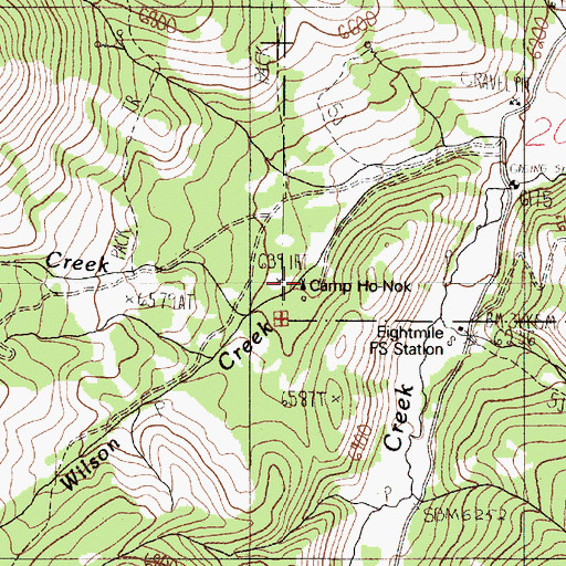 Topographic Map of Camp Ho-Nok, ID