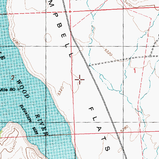 Topographic Map of Campbell Flats, ID