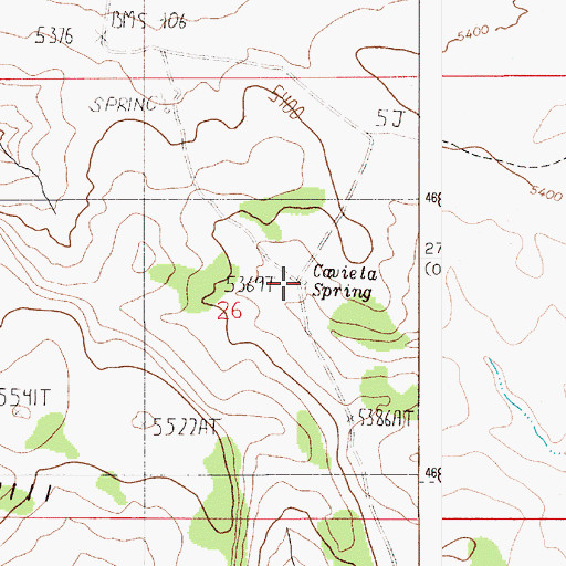 Topographic Map of Cavieta Spring, ID