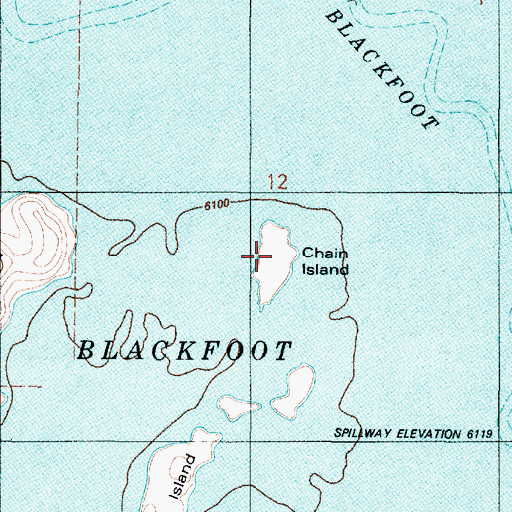 Topographic Map of Chain Island, ID
