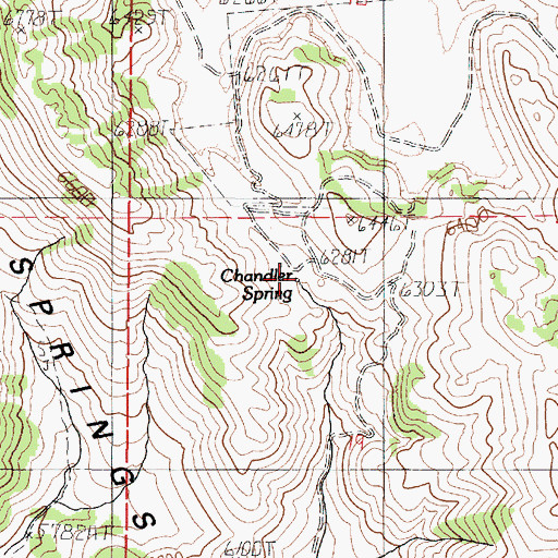 Topographic Map of Chandler Spring, ID