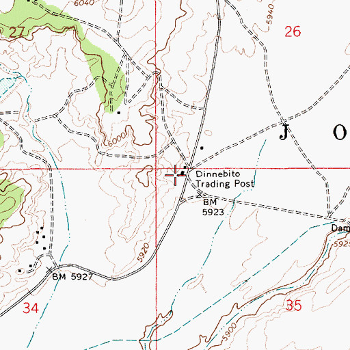 Topographic Map of Dinnebito Trading Post, AZ