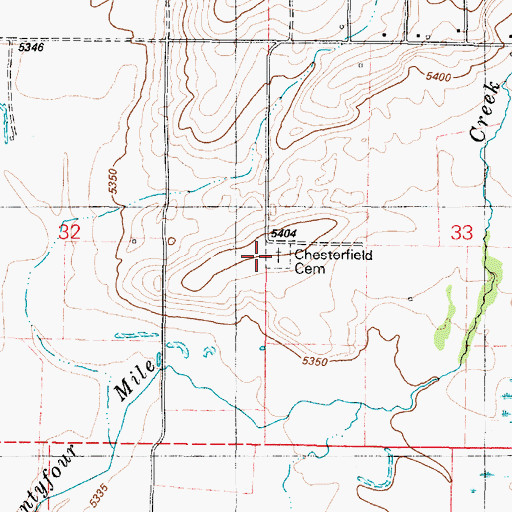 Topographic Map of Chesterfield Cemetery, ID