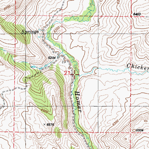 Topographic Map of Chicken Creek, ID