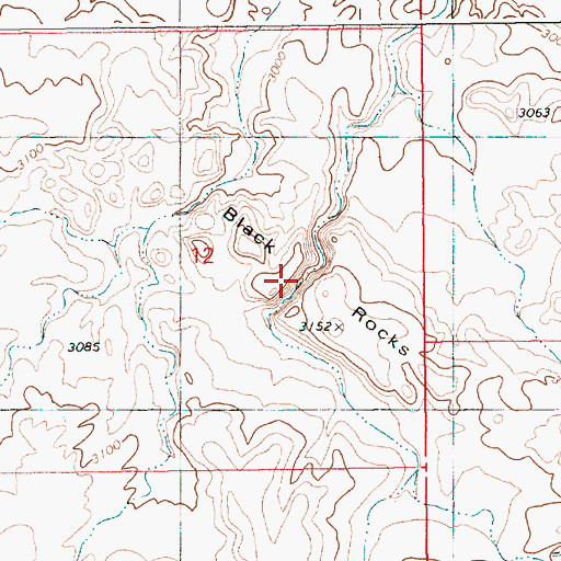 Topographic Map of Black Rocks, ID