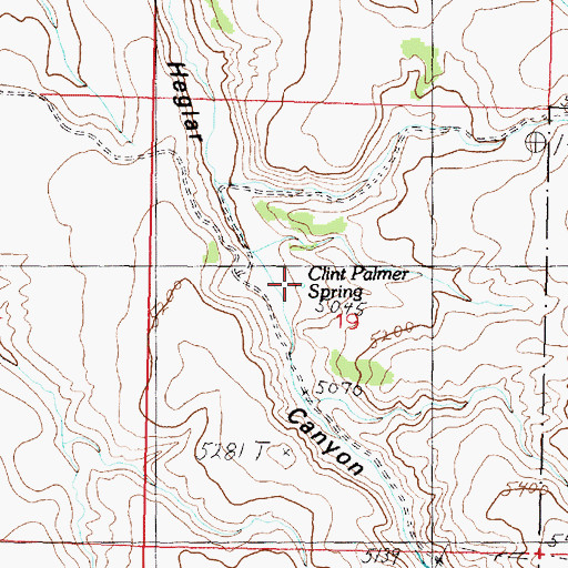 Topographic Map of Clint Palmer Spring, ID