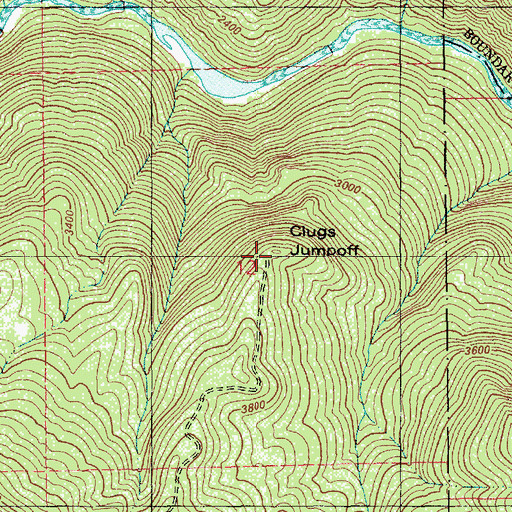 Topographic Map of Clugs Jumpoff, ID