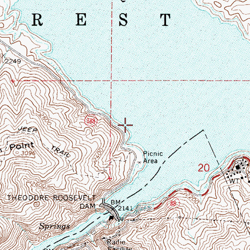 Topographic Map of Hotel Point, AZ