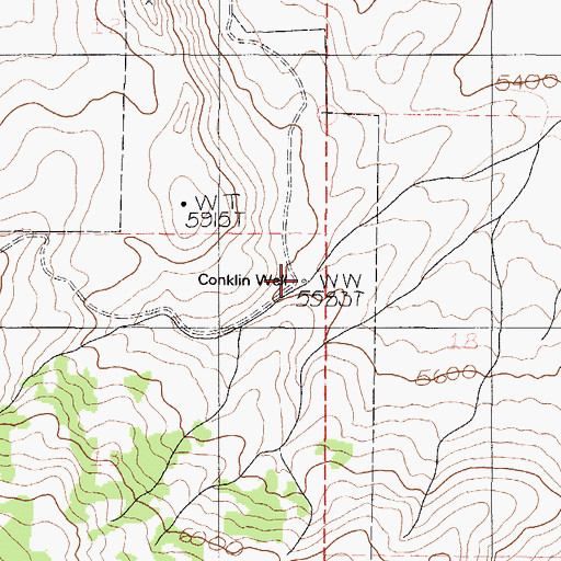 Topographic Map of Conklin Well, ID