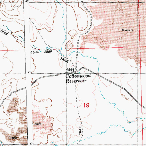 Topographic Map of Cottonwood Reservoir, ID