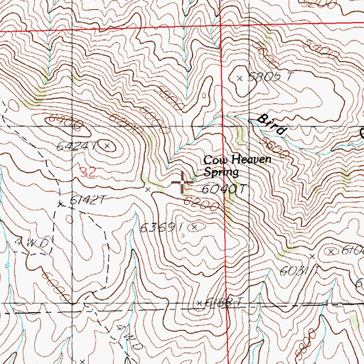 Topographic Map of Cow Heaven Spring, ID