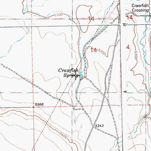 Topographic Map of Crawfish Spring, ID