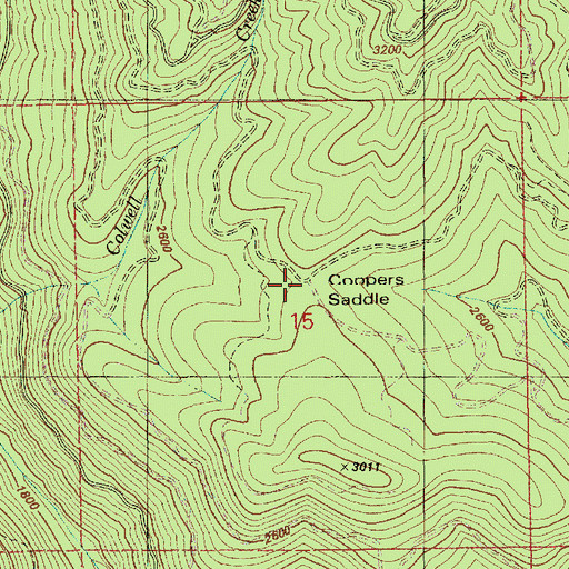 Topographic Map of Coopers Saddle, ID