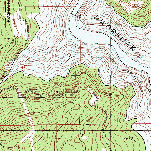Topographic Map of Dworshak State Park, ID