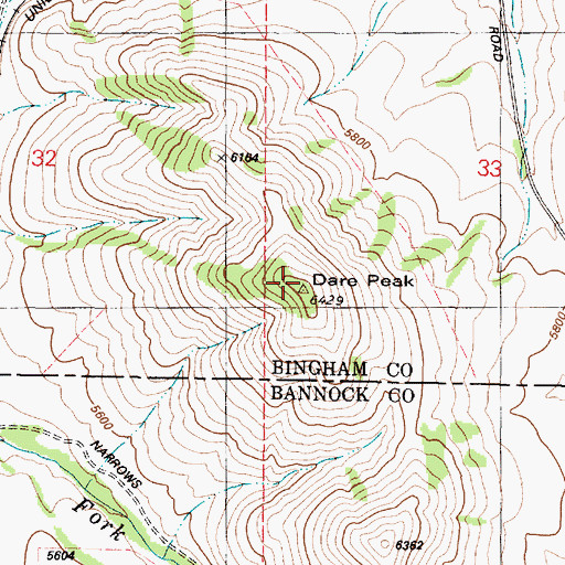 Topographic Map of Dare Peak, ID