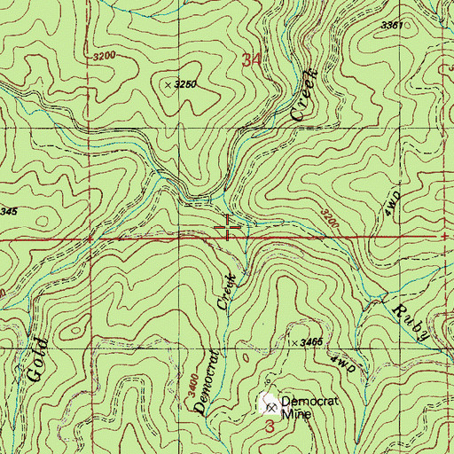 Topographic Map of Democrat Creek, ID