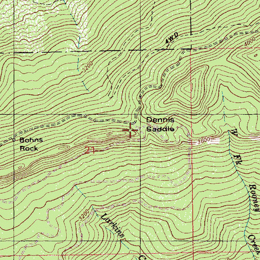 Topographic Map of Dennis Saddle, ID