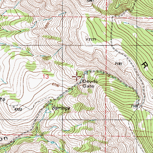 Topographic Map of Devils Gate, ID