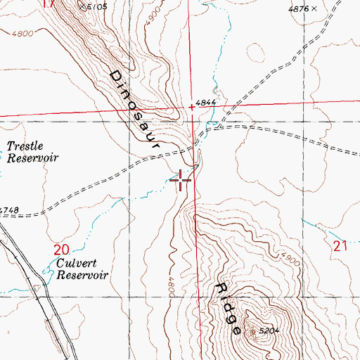 Topographic Map of Dinosaur Ridge, ID